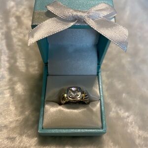 ☘️18KGE Silver Tone/Gold Tone CZ Center Ring